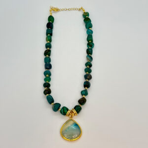 Mavi Akik Doğal Taş Kolye