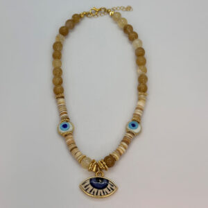 Sitrin Doğal Taşlı Göz Kolye