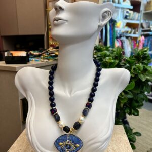 LACİVERT SERAMİK GÖZ KOLYE